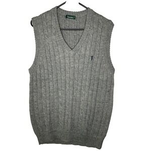 Mens‎ Bossini Wool Blend Grey Pullover Cable Knit Fisherman Vest Golf Classic XL